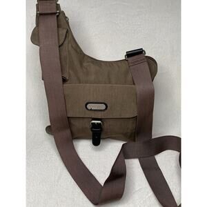 Baggallini Brown Nylon Slim Shoulder Crossbody Bag Travel Purse